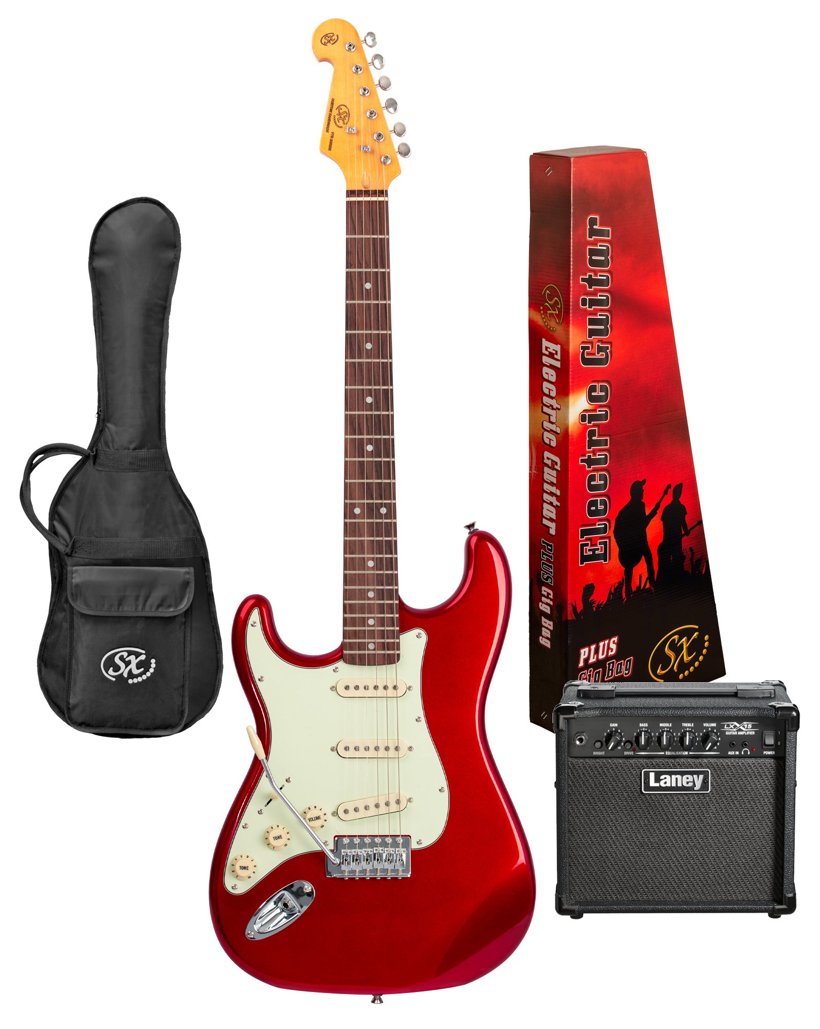 SX / LANEY PACKAGE | VES62LHCAR-PK2 | Full size vintage style electric guitar and amp package. Left-hand. SX / LANEY PACKAGE | VES62LHCAR-PK2 | Full size vintage style electric guitar and amp package. Left-hand.